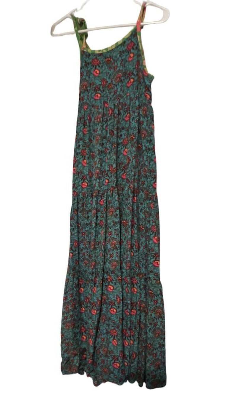 Natural Life Dress Size S Blue Floral Boho Maxi Tiered